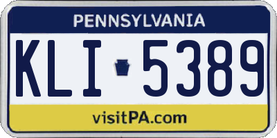 PA license plate KLI5389