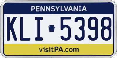 PA license plate KLI5398
