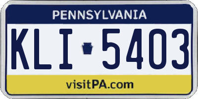 PA license plate KLI5403