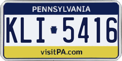 PA license plate KLI5416