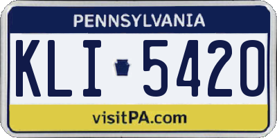 PA license plate KLI5420