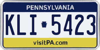 PA license plate KLI5423