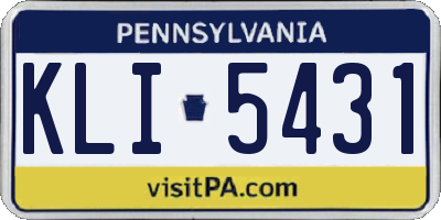 PA license plate KLI5431