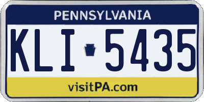 PA license plate KLI5435