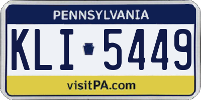 PA license plate KLI5449