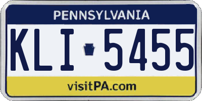 PA license plate KLI5455