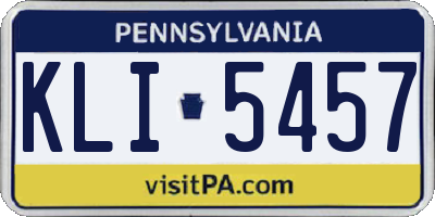 PA license plate KLI5457