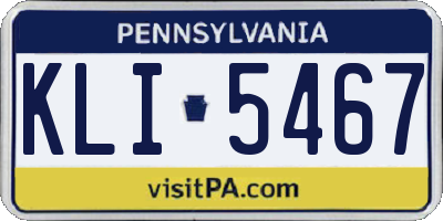 PA license plate KLI5467