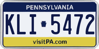 PA license plate KLI5472