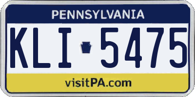 PA license plate KLI5475