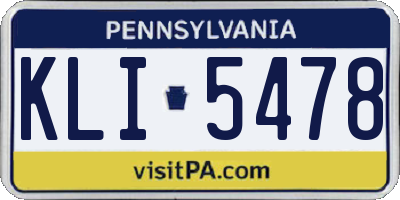 PA license plate KLI5478