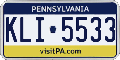 PA license plate KLI5533
