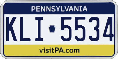 PA license plate KLI5534