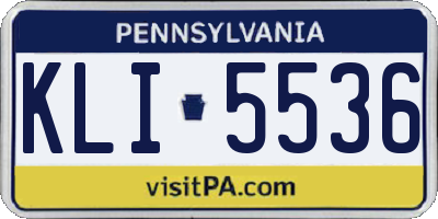 PA license plate KLI5536