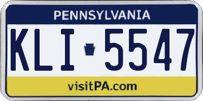 PA license plate KLI5547