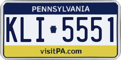 PA license plate KLI5551
