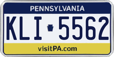 PA license plate KLI5562