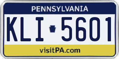 PA license plate KLI5601
