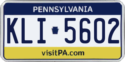 PA license plate KLI5602