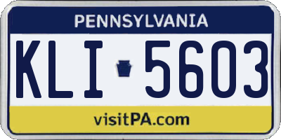 PA license plate KLI5603