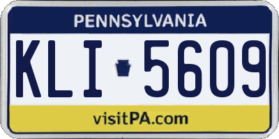 PA license plate KLI5609