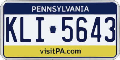 PA license plate KLI5643