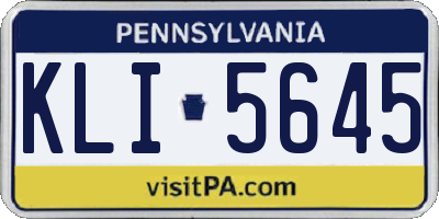 PA license plate KLI5645