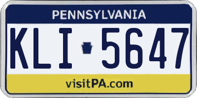 PA license plate KLI5647