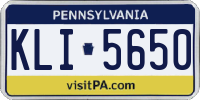 PA license plate KLI5650