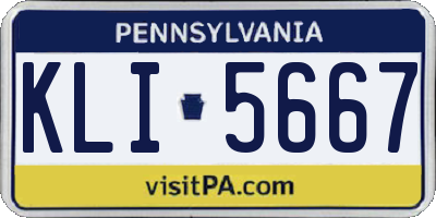 PA license plate KLI5667