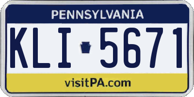 PA license plate KLI5671