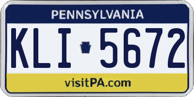 PA license plate KLI5672