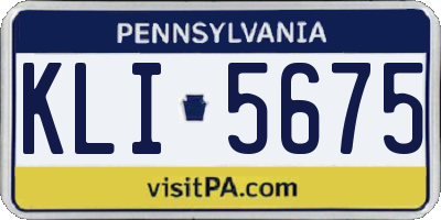 PA license plate KLI5675