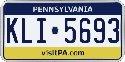 PA license plate KLI5693