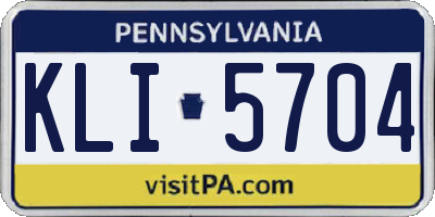 PA license plate KLI5704