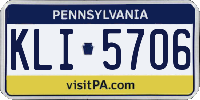 PA license plate KLI5706