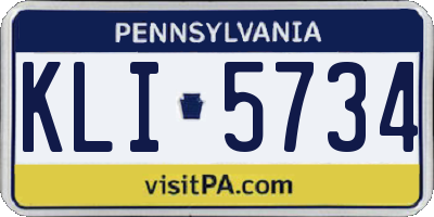 PA license plate KLI5734