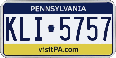PA license plate KLI5757