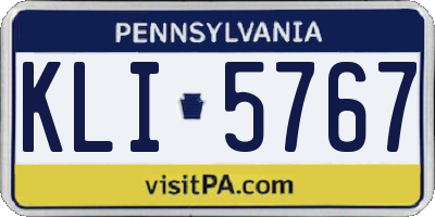 PA license plate KLI5767