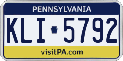PA license plate KLI5792