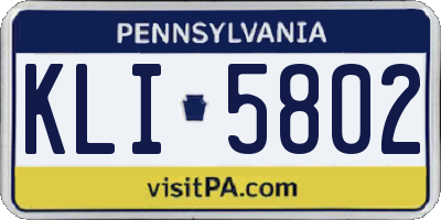 PA license plate KLI5802