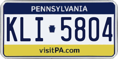 PA license plate KLI5804