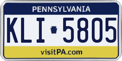 PA license plate KLI5805