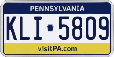 PA license plate KLI5809