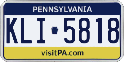 PA license plate KLI5818