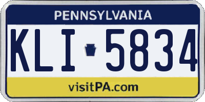 PA license plate KLI5834