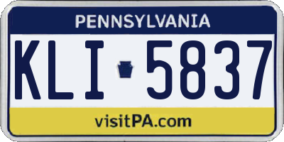 PA license plate KLI5837