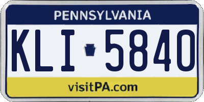 PA license plate KLI5840