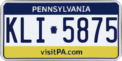 PA license plate KLI5875
