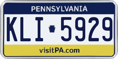 PA license plate KLI5929